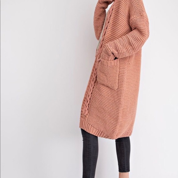 Terra Cotta Long Cardigan Sweater - Picture 4 of 4